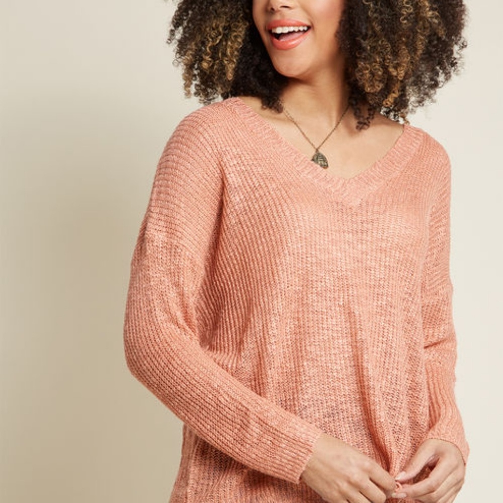 Knit V-neck Cut Out Back Sweater